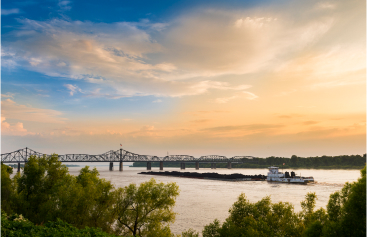 Scenic view of a bridge on the Mississippi river